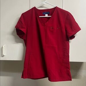 Koi Sapphire Red Scrub Top